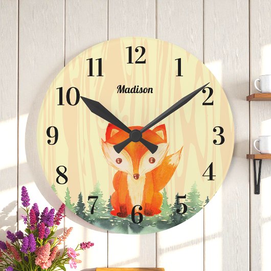 Waldfox Orange Gelbwald Runde Wanduhr