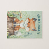 WaldFox Woodland Tierkinder Personalisiert Puzzle (Horizontal)
