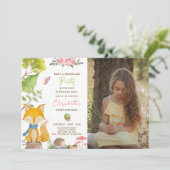 Waldfox zum Geburtstag Einladung mit Foto (Stehend Vorderseite)