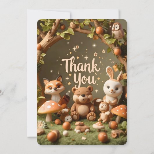 Waldfreunde Dankeschön-Karte - Niedlicher Wald Ani Dankeskarte (Vorderseite)