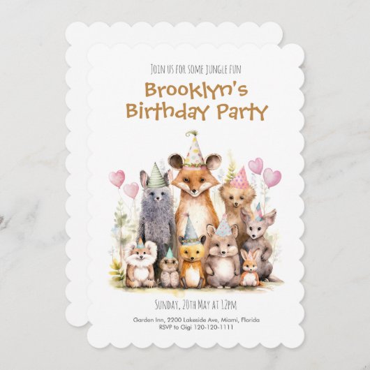 Waldfreunde Einladung zum Geburtstag (Vorne/Hinten)