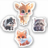 Waldfreunde Fuchs-Raccoon-Reh Aufkleber (Vorderseite)
