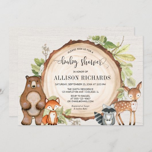 Waldfreunde geschlechtsneutrale Walddusche Einladung (Vorne/Hinten)