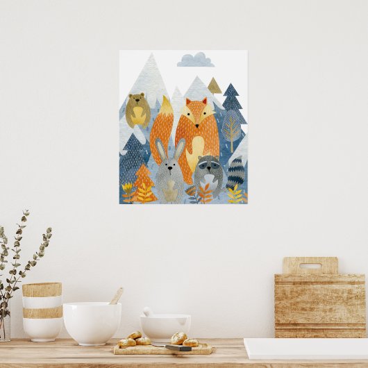 Waldfreunde im Berg Poster (Küche)