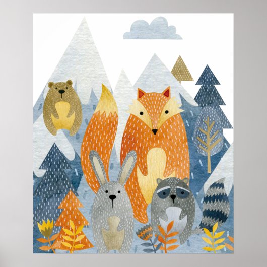 Waldfreunde im Berg Poster (Vorne)