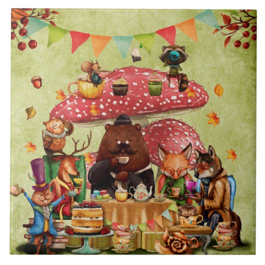 Waldfreunde im Teatime im Wald Fliese (Vorderseite)