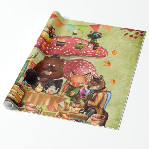 Waldfreunde im Teatime im Wald Geschenkpapier
