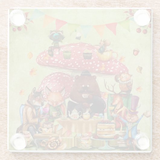 Waldfreunde im Teatime im Wald Glasuntersetzer (Rückseite)