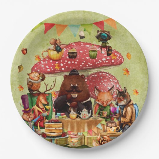 Waldfreunde im Teatime im Wald Pappteller (Vorderseite)
