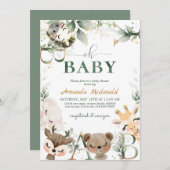 Waldfreunde im Wald oh Babydusche Einladung (Vorne/Hinten)