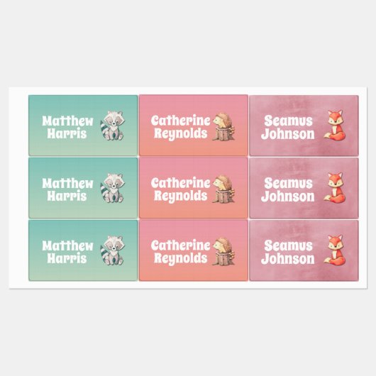 Waldfreunde: Kids Clothing Labels Set Etiketten (Blatt)