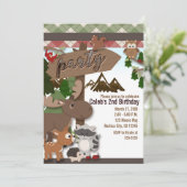 Waldfreunde Kindergeburtstag Party Einladung (Stehend Vorderseite)