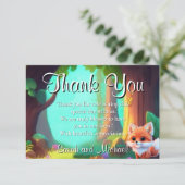 Waldfreunde niedlicher Babyfuchs Dankeskarte (Stehend Vorderseite)