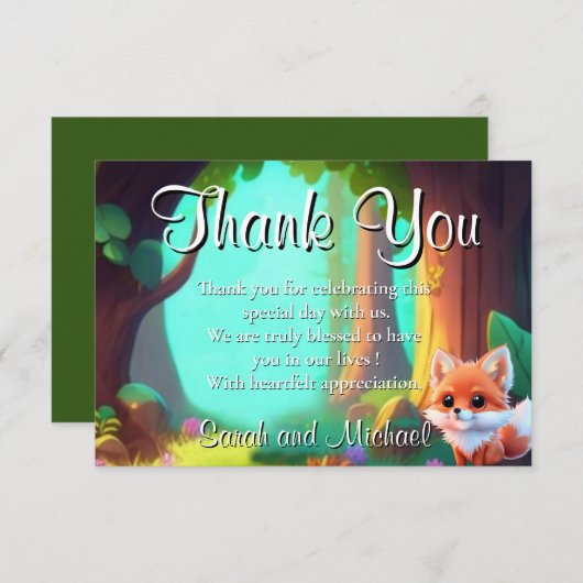 Waldfreunde niedlicher Babyfuchs Dankeskarte (Vorne/Hinten)