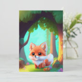 Waldfreunde niedlicher Babyfuchs Einladung (Stehend Vorderseite)