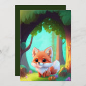Waldfreunde niedlicher Babyfuchs Einladung (Vorne/Hinten)