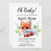 Waldfreunde niedlicher Babyfuchs Einladung (Vorne/Hinten)