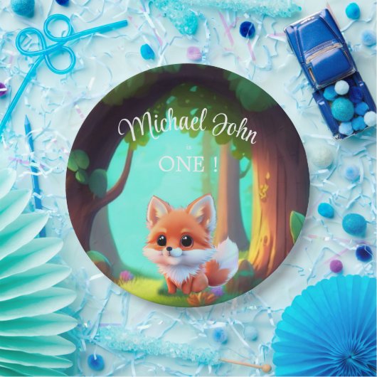 Waldfreunde niedlicher Kinderfuchs Geburtstag Pappteller (Party)