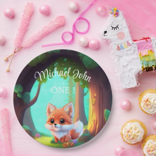 Waldfreunde niedlicher Kinderfuchs Geburtstag Pappteller (Party)