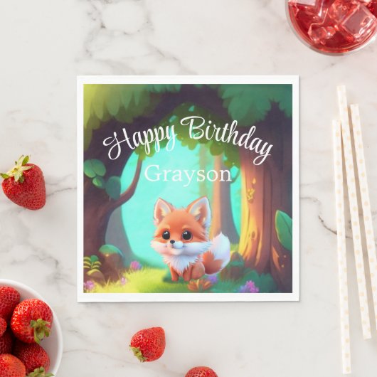Waldfreunde niedlicher Kinderfuchs Geburtstag Serviette (Beispiel)