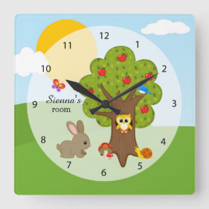 Waldfreunde Quadratische Wanduhr