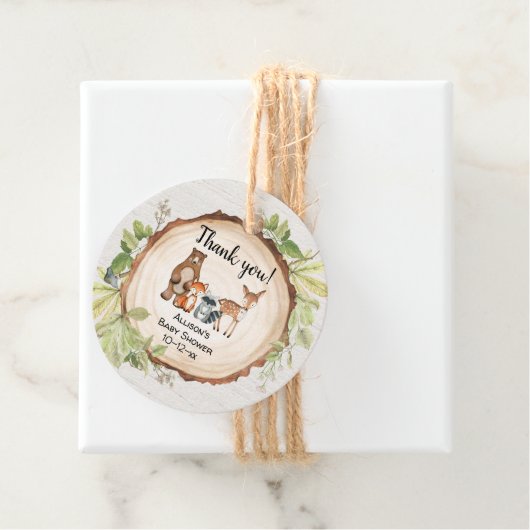 Waldfreunde rustikale Babydusche Geschenkanhänger (Beispiel)