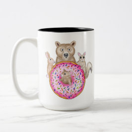 Waldfreunde und Donut Whimsical Illustrierte Tasse