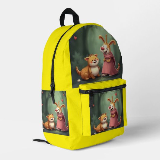 „Waldfreunde voller Herz – Ein magisches Treffen“ Bedruckter Rucksack (Rückseitige Ecke links)