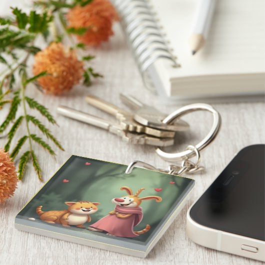 „Waldfreunde voller Herz – Ein magisches Treffen“ Schlüsselanhänger (Vorderseite rechts)