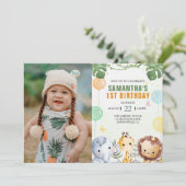 Waldfreunde Woodland Kinder Foto Geburtstag Einladung (Stehend Vorderseite)