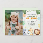 Waldfreunde Woodland Kinder Foto Geburtstag Einladung (Vorne/Hinten)