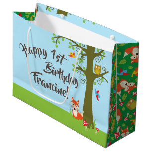 Waldfreunde Woodland Niedlich 1. Geburtstag Party Große Geschenktüte