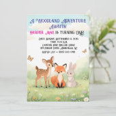 Waldfreunde zum ersten Geburtstag Einladung (Stehend Vorderseite)