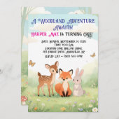 Waldfreunde zum ersten Geburtstag Einladung (Vorne/Hinten)