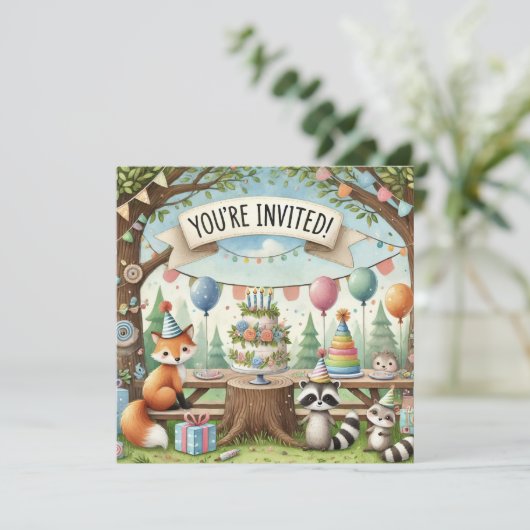 WALDFREUNDE ZUM GEBURTSTAG EINLADUNG (Stehend Vorderseite)