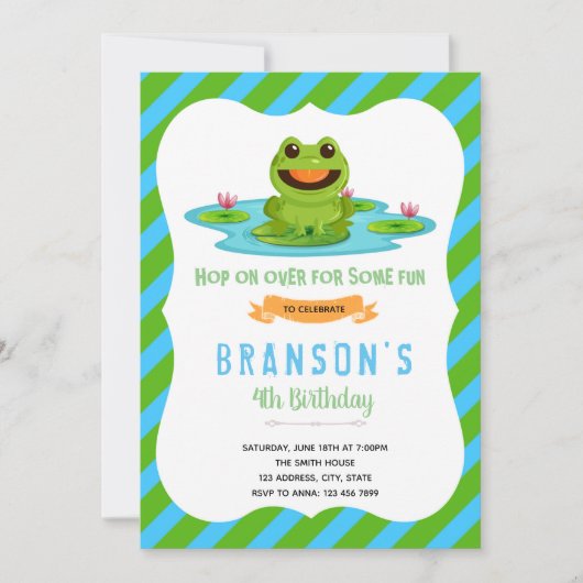 Waldfrosch Geburtstagsfeier Einladung (Vorderseite)