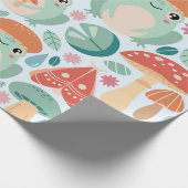 Waldfrosch und Pilzmuster Geschenkpapier (Ecke)