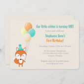 Waldfuchs mit Balloons Einladung (Vorne/Hinten)