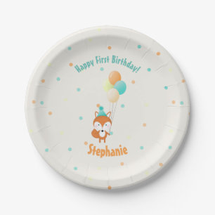 Waldfuchs mit Balloons Pappteller