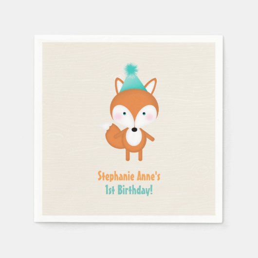 Waldfuchs mit Balloons Serviette (Vorderseite)