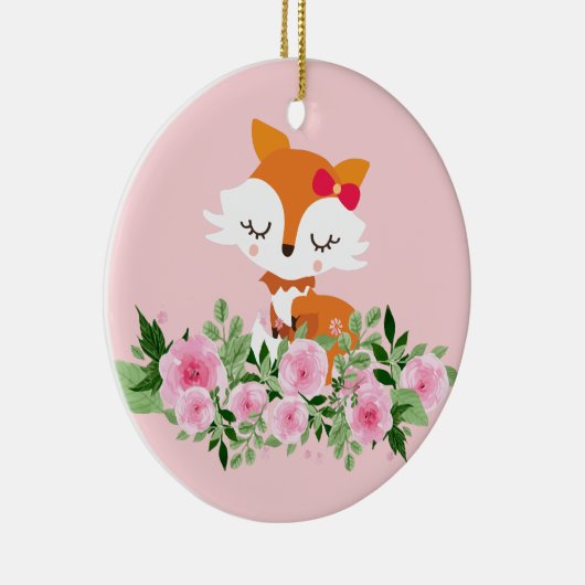 Waldfuchs, niedlicher Fuchs Keramik Ornament (Rechts)