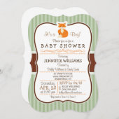 Waldfuchs; Orange, Hülle, Braun-Babydusche Einladung (Vorne/Hinten)