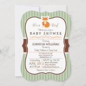 Waldfuchs; Orange, Hülle, Braun-Babydusche Einladung (Vorderseite)