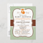 Waldfuchs; Orange, Hülle, Braun-Babydusche Einladungspostkarte (Vorne/Hinten)