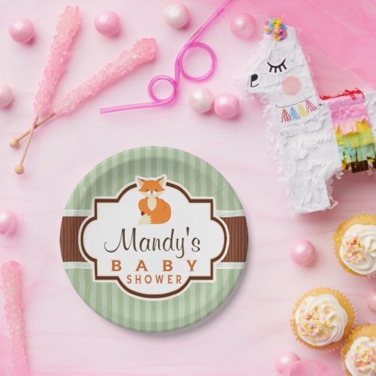 Waldfuchs; Orange, Hülle, Braun-Babydusche Pappteller (Party)