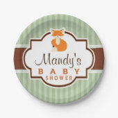 Waldfuchs; Orange, Hülle, Braun-Babydusche Pappteller (Vorderseite)