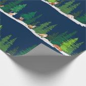 Waldfüchse auf Marine Geschenkpapier (Ecke)