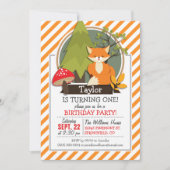 Waldfüchse; Orange und Weiße Streifen Einladung (Vorderseite)