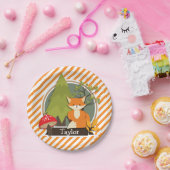 Waldfüchse; Orange und Weiße Streifen Pappteller (Party)