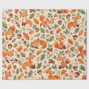 Waldfüchse und Eicheln Herbst-Geschenkpapier Geschenkpapier